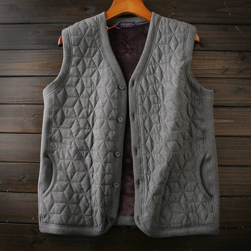 Warm heat storage, windproof and temperature locking, foreign trade men's clothing factory tail goods autumn and winter velvet thickened cardigan cotton vest vest