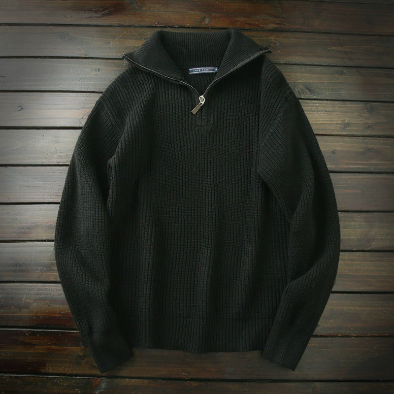 Japanese order! Thickened and warm! Foreign trade tail goods men's autumn and winter lapel half zipper sweater sweater tide