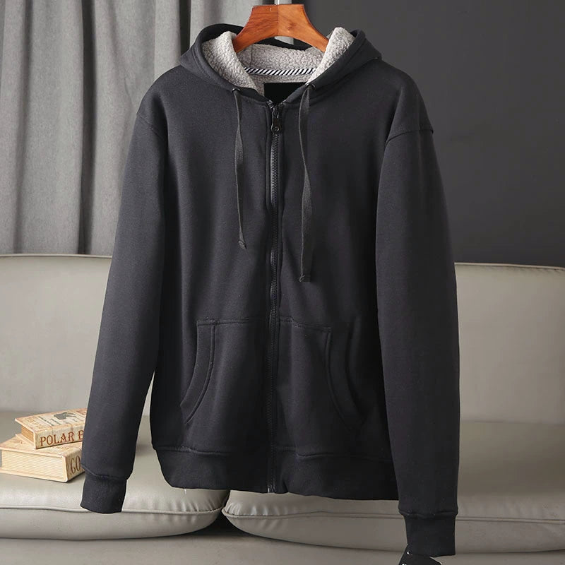 Thick and warm! Pile and thicken! Foreign trade men's wear cut tail goods autumn and winter plus-size hooded cotton sweatshirt jacket