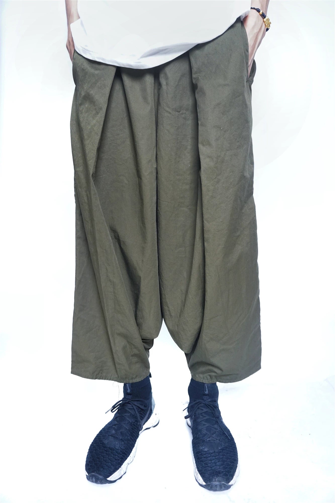 Pleated elastic waistband, low-grade cotton, trendy men's and women's styles, loose casual wide-leg pants