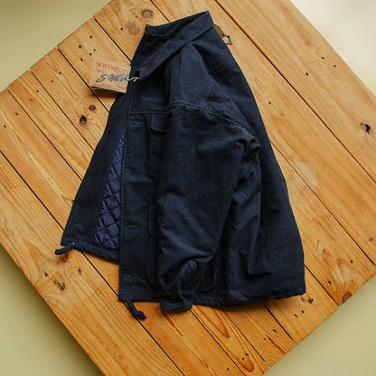 Navy Blue Cotton Jacket Four Bags Corduroy Jacket Japanese Mountain Men's Versatile