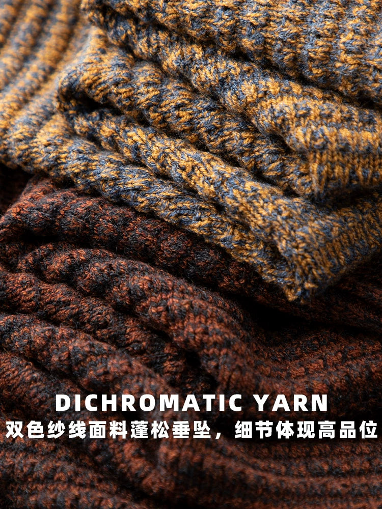 Two-color yarn half-high collar sweater slim fit thick warm mid-collar casual bottoming shirt does not pill