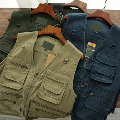 Retro worn! Classic! Solid! European and American foreign trade men's wear cut tail goods multi-pocket cargo vest