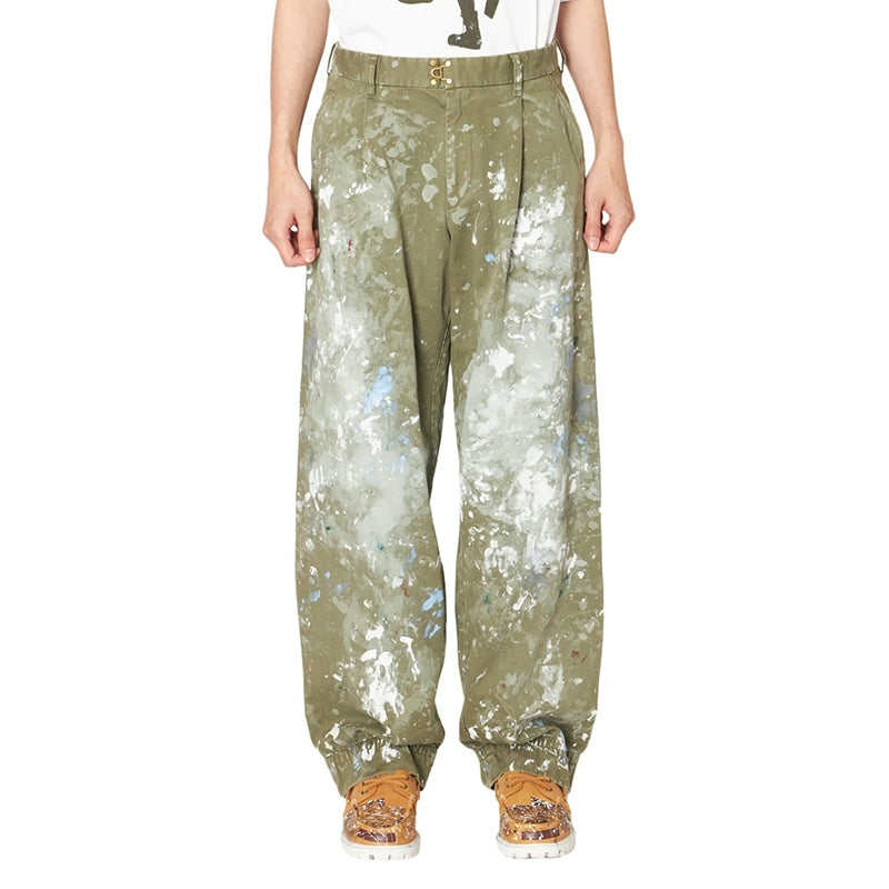 24AW MIHARA YASUHIRO YASUHIRO JAPANESE CASUAL INK SPLASHED DISTRESSED TAPERED CASUAL PANTS