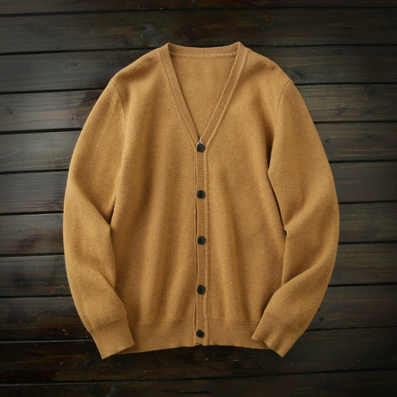 Japanese order! 100 Full Wool Cardigans! Foreign trade tail goods men's autumn and winter warm knitted sweater jacket tide